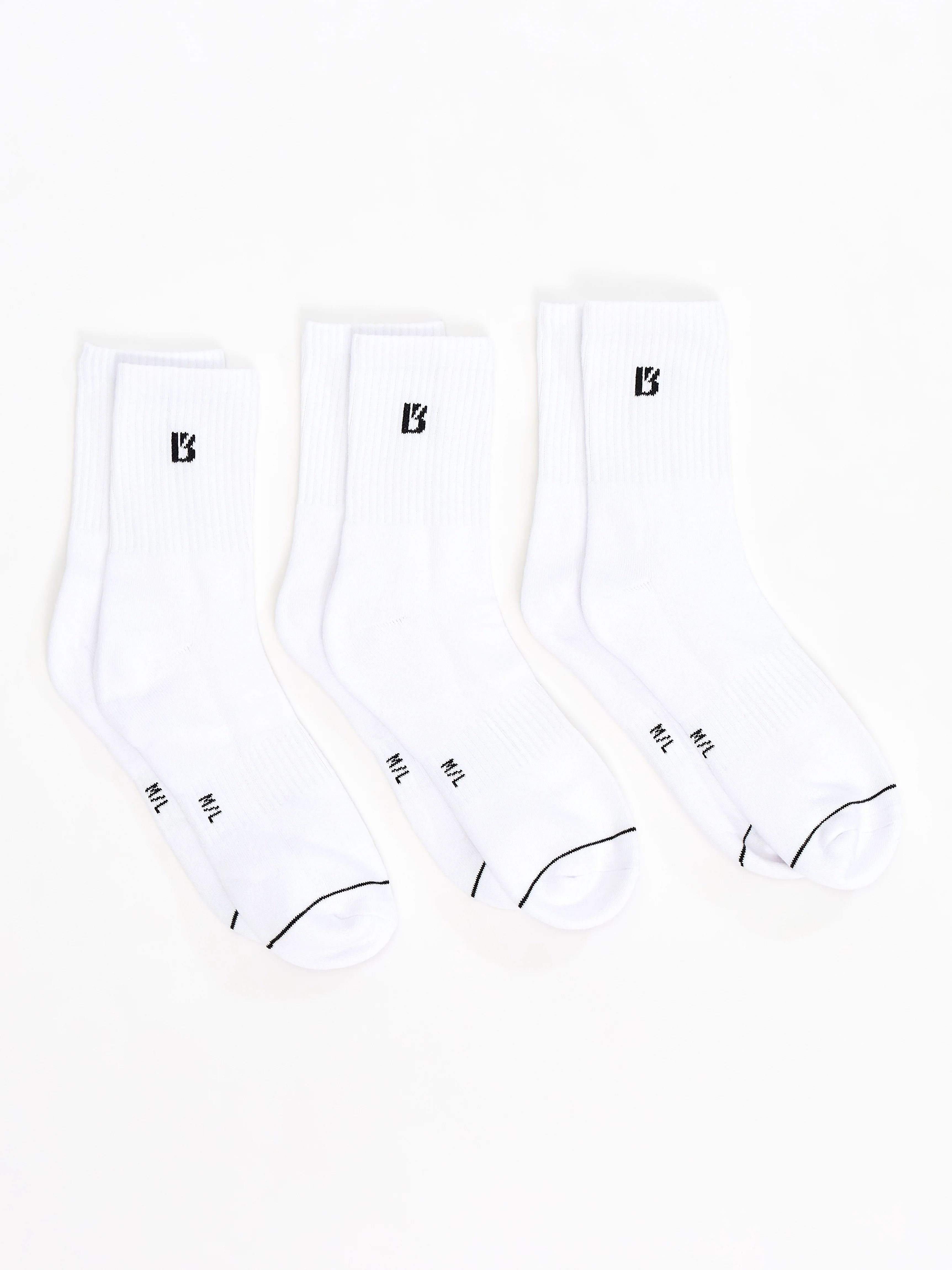 3 Pack Half Crew Socks - White